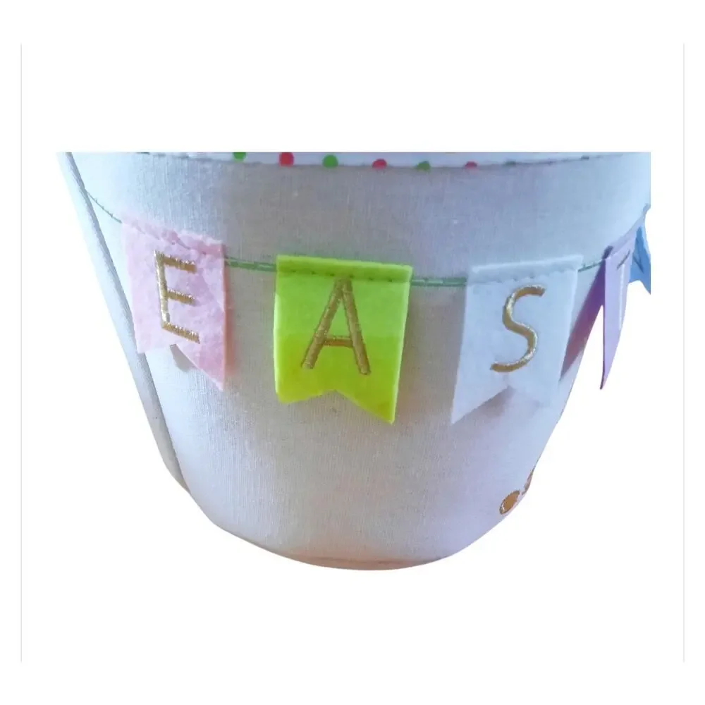 Wondertreats Cloth Covered Polka-dot Lined Easter Bunny Easter Basket